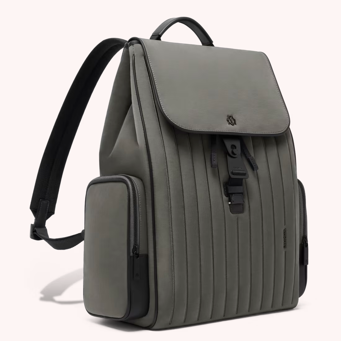 Flap Backpack Large in Nylon and Leather